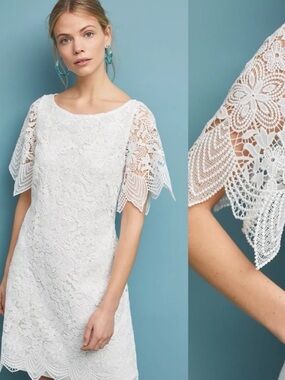 Anthropologie Charleston White Lace MiDi Dress size 6